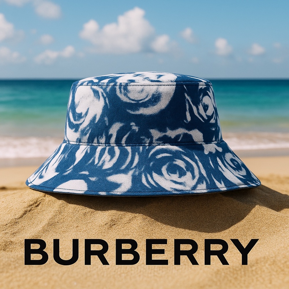 Burberry denim reversible Blue and White  Bucket Hat